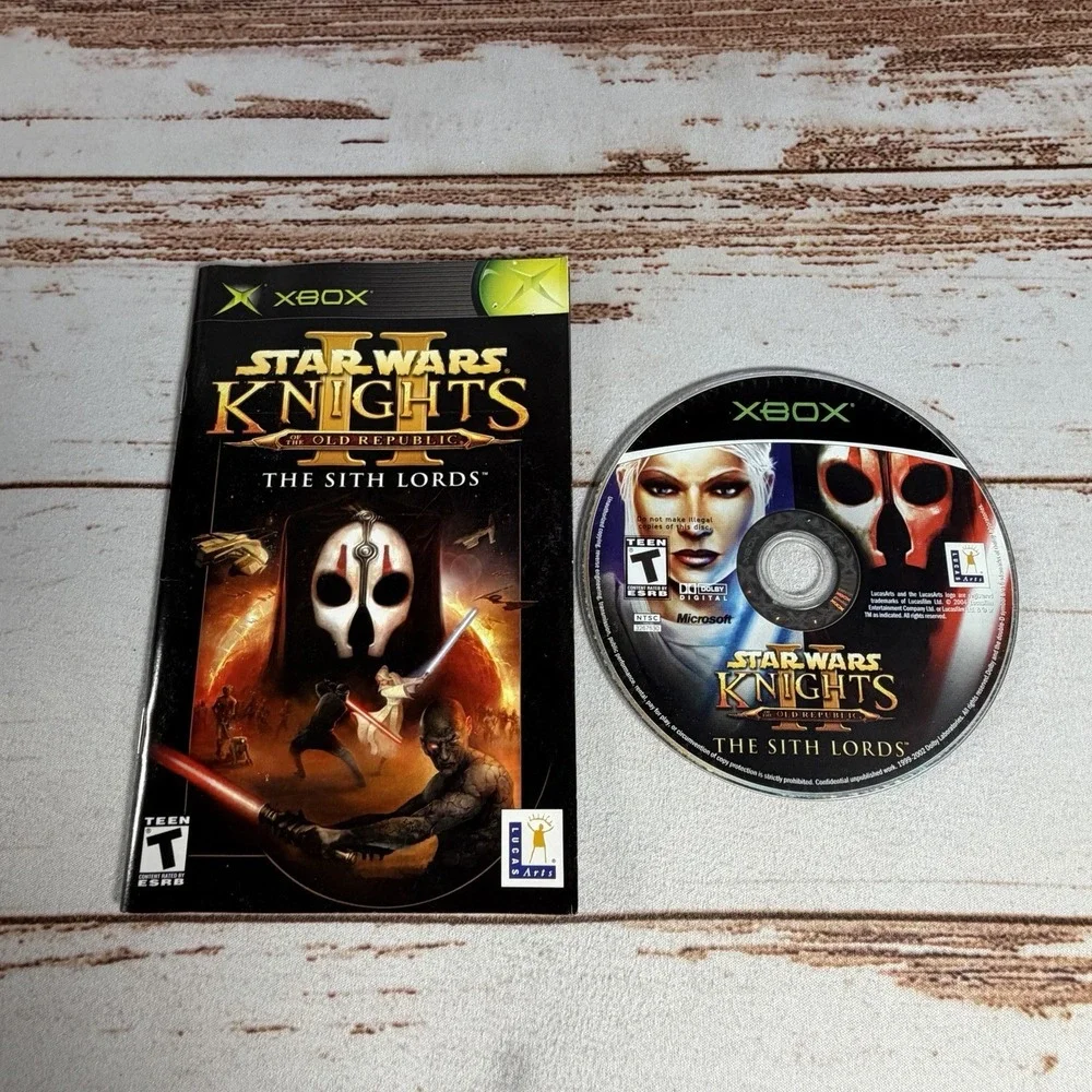 XBox Game- Star Wars Knights of the Old Republic II Sith Lords Disk, And Manual